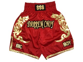 Pantalones boxeo personalizados : KNBXCUST-2039-Rojo 